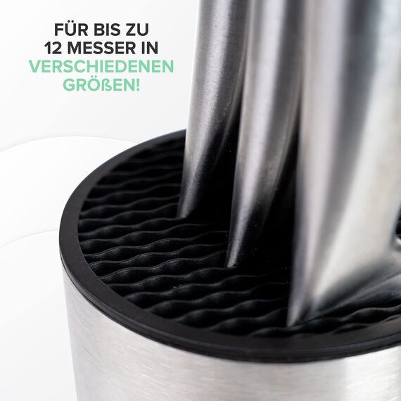 Coninx Edelstahl Messerblock ohne Messer - Moderner runder Messerblock mit flexiblen Lamellen - Universal Messerhalter - Stilvoller Knife Block unbestückt - Erleichtert die Messeraufbewahrung
