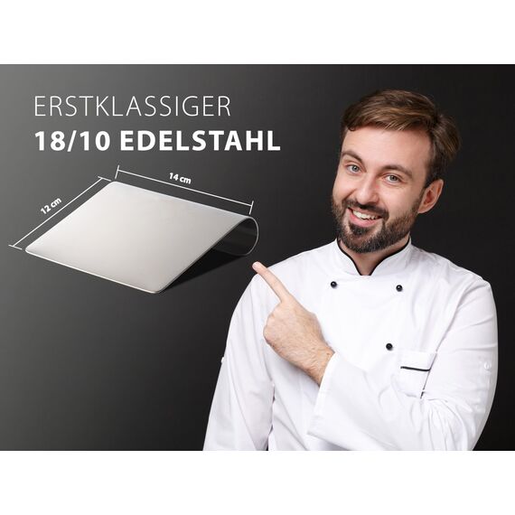 Hausfelder VIELZWECK-KÜCHENHELFER 2er Set aus 18/10 Edelstahl, Gemüseschaufel, Spachtel für die Küche, vielseitige Küchenutensilien (2 Stück)
