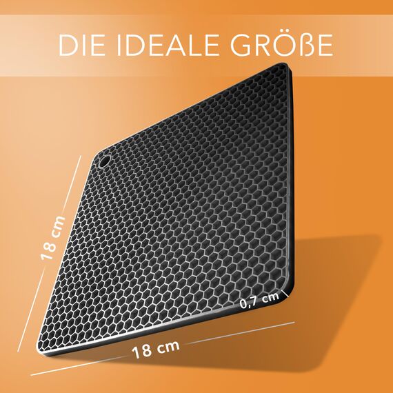 AVANA Silikon Untersetzer (4er Set) Premium Topfuntersetzer Multifunktional Hitzebeständig Topflappen Spülmaschinenfest rutschfest Wabenmuster (2 Rund, 2 Viereckig) - Schwarz