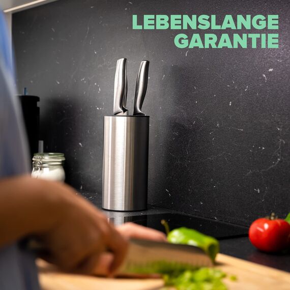 Coninx Edelstahl Messerblock ohne Messer - Moderner runder Messerblock mit flexiblen Lamellen - Universal Messerhalter - Stilvoller Knife Block unbestückt - Erleichtert die Messeraufbewahrung