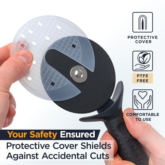 Deiss Lux Pizzaschneider mit robuster Pizza-Roulette – Pizzarad aus Edelstahl mit rutschfestem Griff, leicht zu greifen, spülmaschinenfest, ideal zum Schneiden von Pizzen