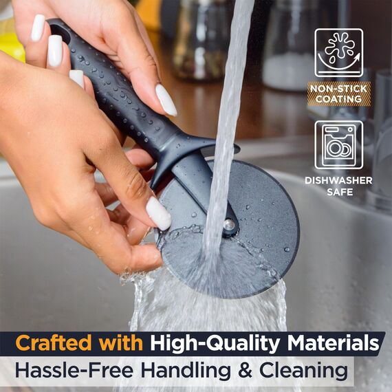 Deiss Lux Pizzaschneider mit robuster Pizza-Roulette – Pizzarad aus Edelstahl mit rutschfestem Griff, leicht zu greifen, spülmaschinenfest, ideal zum Schneiden von Pizzen