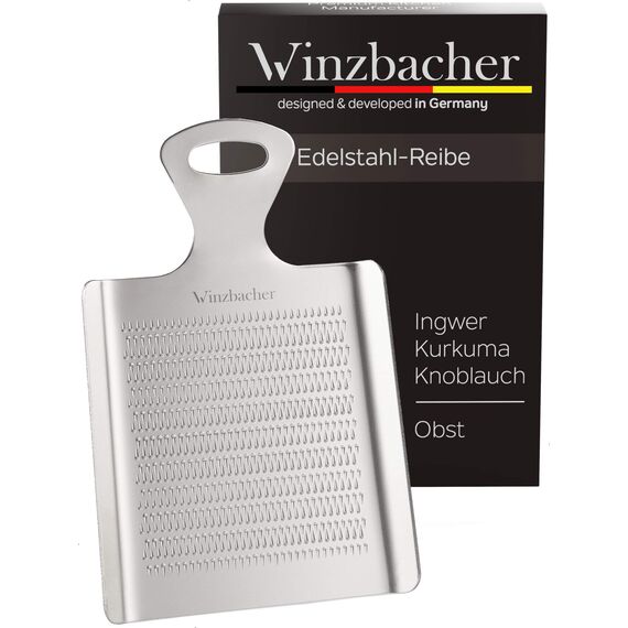 Winzbacher - DAS ORIGINAL - Edelstahl Ingwerreibe | ideal für Ingwer, Kurkuma und Knoblauch | Spülmaschinenfest | Optimal für die Zubereitung von Ingwertee
