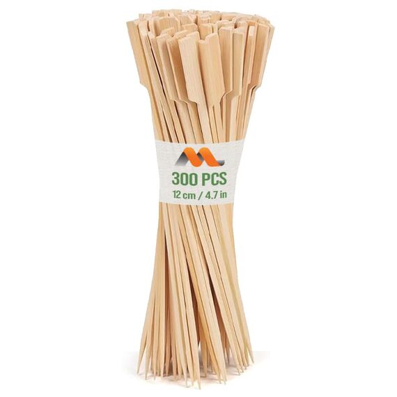 300 Stück Bambusspieße, Breite Flache Paddle-Holzspieße - Teppo-Spieße für Partys, Appetizer, Marshmallows, Früchte, Barbecue (BBQ) - von Mobi Lock