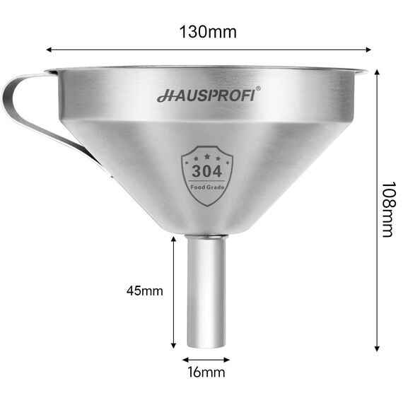 HAUSPROFI 5 Zoll Trichter aus Edelstahl und 200 Mesh Filter Jam Straining Set Sieb für die Übertragung von flüssigen Zutaten