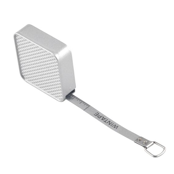 WINTAPE 2m Massband Körper 200 cm / 80 inch, Rostfreier Stahl Measuring Tape (2 m mit Schlüsselring, autRostfreier Stahl Measuring Tape, aus Metall), Silber