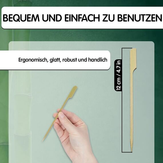 300 Stück Bambusspieße, Breite Flache Paddle-Holzspieße - Teppo-Spieße für Partys, Appetizer, Marshmallows, Früchte, Barbecue (BBQ) - von Mobi Lock