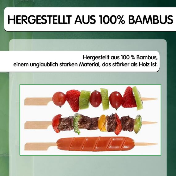 300 Stück Bambusspieße, Breite Flache Paddle-Holzspieße - Teppo-Spieße für Partys, Appetizer, Marshmallows, Früchte, Barbecue (BBQ) - von Mobi Lock