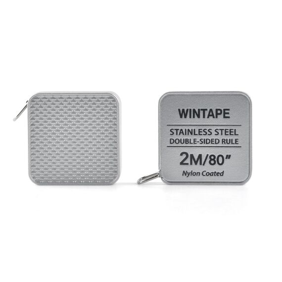 WINTAPE 2m Massband Körper 200 cm / 80 inch, Rostfreier Stahl Measuring Tape (2 m mit Schlüsselring, autRostfreier Stahl Measuring Tape, aus Metall), Silber