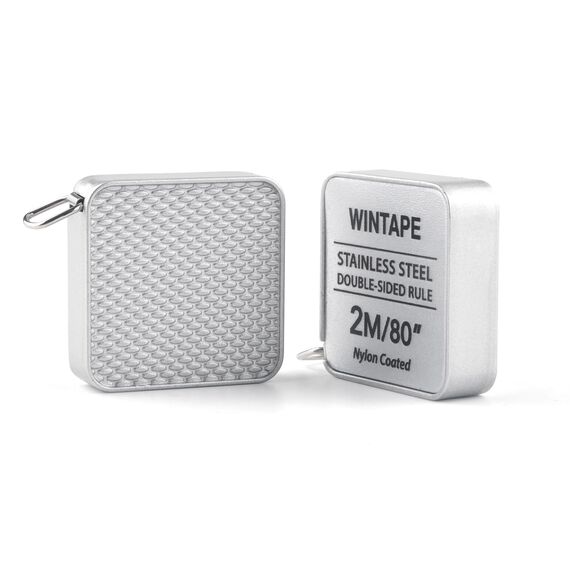WINTAPE 2m Massband Körper 200 cm / 80 inch, Rostfreier Stahl Measuring Tape (2 m mit Schlüsselring, autRostfreier Stahl Measuring Tape, aus Metall), Silber