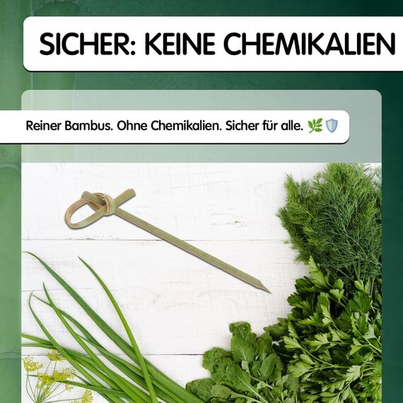 200 Stück ausgefallene Bambusknoten-Cocktailspieße - 12cm dekorative Holzknoten-Spieße - Für Partys, Vorspeisen, Cocktails, Früchte, Kebabs, Grill (BBQ) - von Mobi Lock