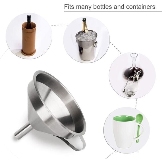 HAUSPROFI 5 Zoll Trichter aus Edelstahl und 200 Mesh Filter Jam Straining Set Sieb für die Übertragung von flüssigen Zutaten