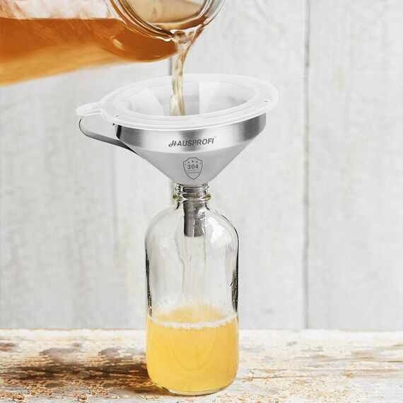 HAUSPROFI 5 Zoll Trichter aus Edelstahl und 200 Mesh Filter Jam Straining Set Sieb für die Übertragung von flüssigen Zutaten