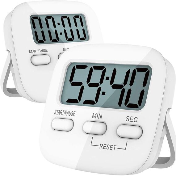 Kurzzeitwecker 2 Stück Küchentimer Kurzzeitmesser Digital Timer Magnetisch Eieruhr Küchenuhr Küchenwecker Countdown Stoppuhr Küche mit LCD Lauter Alarm zum Kochen Backen Sport Lernen, mit Batterie
