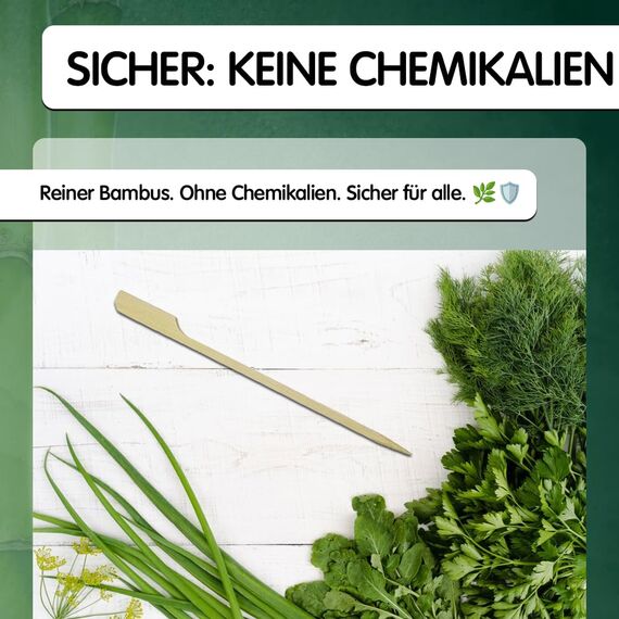 300 Stück Bambusspieße, Breite Flache Paddle-Holzspieße - Teppo-Spieße für Partys, Appetizer, Marshmallows, Früchte, Barbecue (BBQ) - von Mobi Lock