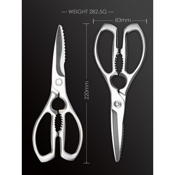 SimCoker Schwere Küchenschere – Geschmiedet aus 3Cr14-Edelstahl, robuste Haushaltsschere für Fleisch, Geflügel und Gemüse, mit Flaschenöffner, spülmaschinenfest, 22,8 cm, 5 Jahre Garantie