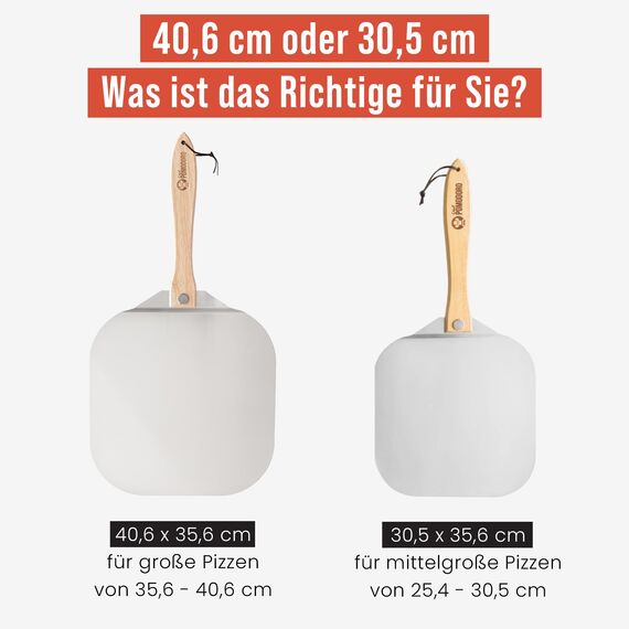 Chef Pomodoro - Pizzaschieber - 35,6 x 40,6 cm - Faltbarer Griff - Perforierte Aluminium Pizzaschaufel zum einfachen Einschieben des Pizzateigs - Perfekt als Backofenzubehör und für Hobby Pizzabäcker