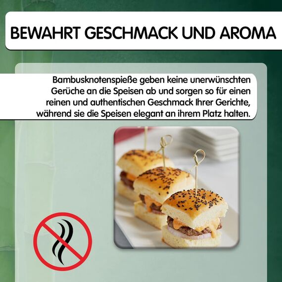 200 Stück ausgefallene Bambusknoten-Cocktailspieße - 12cm dekorative Holzknoten-Spieße - Für Partys, Vorspeisen, Cocktails, Früchte, Kebabs, Grill (BBQ) - von Mobi Lock