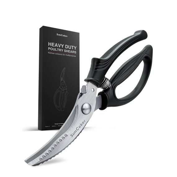 SimCoker Geflügelschere Profi, Küchenschere,Fleischschere, Robustes Huhn mit Rutschfestem Griff und Sicherheitsverschluss, Fleischschere für Fleisch, Huhn, Knochen, Geflügel, Federbelastet