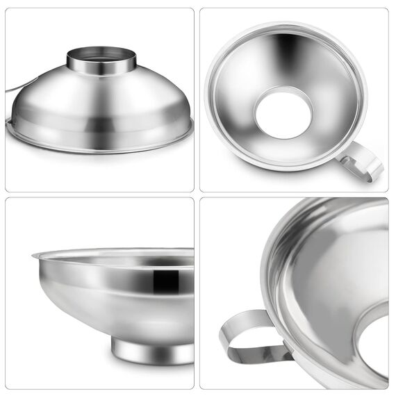 HAUSPROFI Edelstahl Trichterset 4-teilig mit Einmachgläser Heber & Trichter - 3 Größen Küchentrichter Set für Marmelade, Einmachen, Öl, Gewürze - Spülmaschinenfest