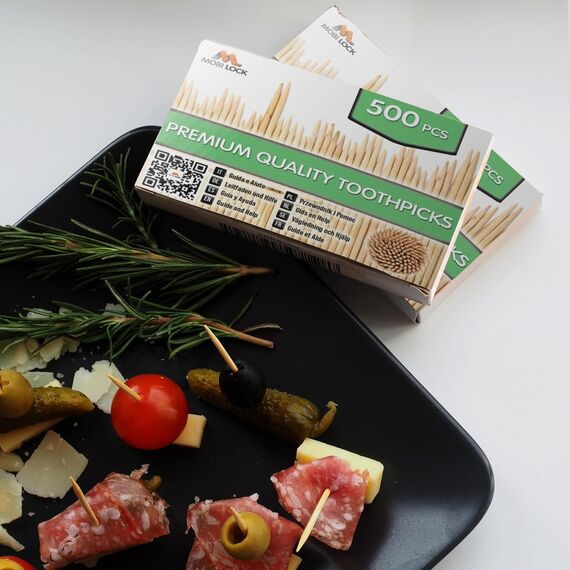 1000 Stück Bambus-Zahnstocher - Doppelt gespitzte Holzstäbchen - Für Persönliche Hygiene, Vorspeisen-Spieße, Cocktail-Sticks, Zahnstocher oder Kunst & Basteln - von Mobi Lock