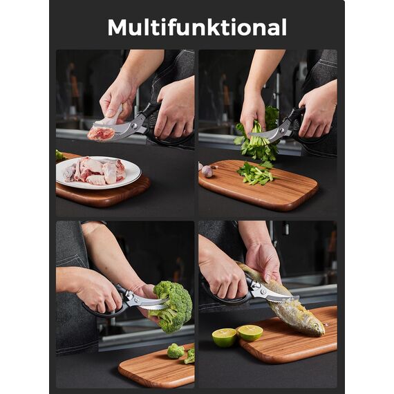 SimCoker Geflügelschere Profi, Küchenschere,Fleischschere, Robustes Huhn mit Rutschfestem Griff und Sicherheitsverschluss, Fleischschere für Fleisch, Huhn, Knochen, Geflügel, Federbelastet