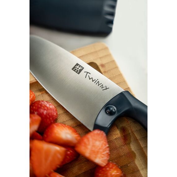 ZWILLING Twinny Kinderkochmesser, 10 cm, mit Fingerschutz, Edelstahl, Abgerundete Klingenform, Kindgerechtes Design, Kunststoffgriff, Blau