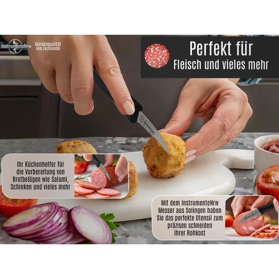 Schälmesser aus Solingen Gemüsemesser Set mit scharfer gebogener Schnittfläche Obstmesser Küchenmesser Made in Germany Schneidmesser aus Rostfreiem Edelstahl Schwarz Spülmaschinen geeignet (2)