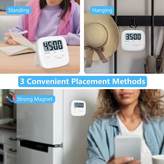 Kurzzeitwecker 2 Stück Küchentimer Kurzzeitmesser Digital Timer Magnetisch Eieruhr Küchenuhr Küchenwecker Countdown Stoppuhr Küche mit LCD Lauter Alarm zum Kochen Backen Sport Lernen, mit Batterie