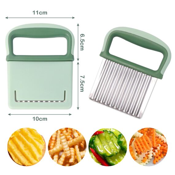 Redamancy Wellenschneider, Pommes Wellenmesser, Wellenmesser mit Schutzhülle, Wellenmesser Rostfreier Stahl, Wellenschneider Aus Edelstahl für Pommes, Obst, Gemüse und Butter