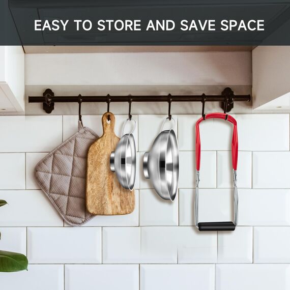 HAUSPROFI Edelstahl Trichterset 4-teilig mit Einmachgläser Heber & Trichter - 3 Größen Küchentrichter Set für Marmelade, Einmachen, Öl, Gewürze - Spülmaschinenfest