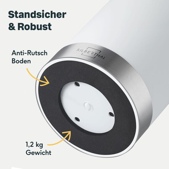 SILBERTHAL Universal Messerblock - Borsteneinsatz herausnehmbar - ohne Messer - unbestückt - Messeraufbewahrung mit Edelstahlring - Weiß