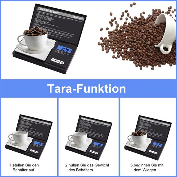 UNIWEIGH Grammwaage,200 gx0.01 g(7.05 oz x 0.001 oz) Digitale Taschenwaage,Elektronische Smart Weigh Waage,Tragbare kleine Schmuckwaage Gramm und Unzen,Miniwaage mit LCD Display,Tara