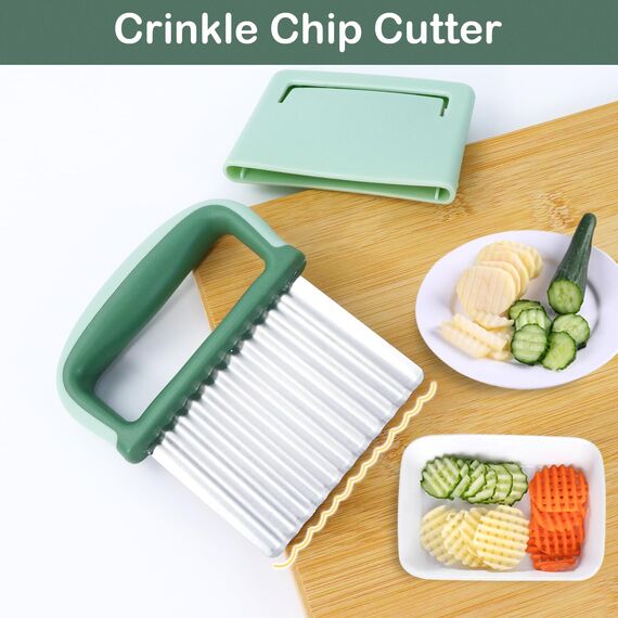 Redamancy Wellenschneider, Pommes Wellenmesser, Wellenmesser mit Schutzhülle, Wellenmesser Rostfreier Stahl, Wellenschneider Aus Edelstahl für Pommes, Obst, Gemüse und Butter