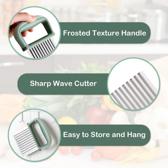 Redamancy Wellenschneider, Pommes Wellenmesser, Wellenmesser mit Schutzhülle, Wellenmesser Rostfreier Stahl, Wellenschneider Aus Edelstahl für Pommes, Obst, Gemüse und Butter