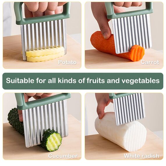 Redamancy Wellenschneider, Pommes Wellenmesser, Wellenmesser mit Schutzhülle, Wellenmesser Rostfreier Stahl, Wellenschneider Aus Edelstahl für Pommes, Obst, Gemüse und Butter