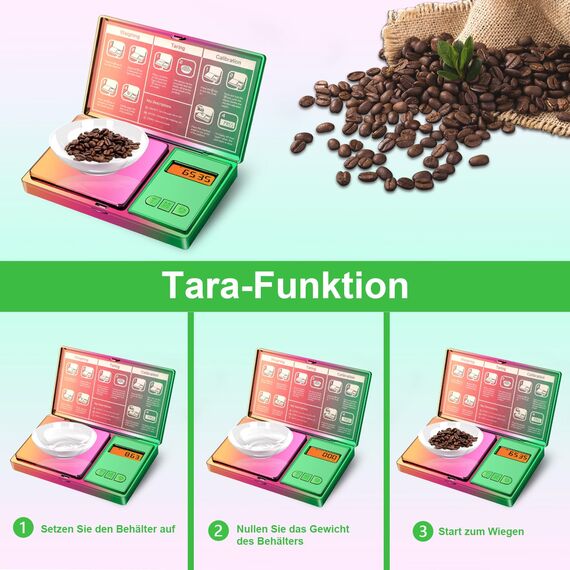 UNIWEIGH Digitale Taschenwaage 300g/0.01g(0.001 oz), Regenbogen-Miniwaage für Lebensmittel Unzen und Gramm, schillernde Beschichtung Kleine Schmuck-Grammwaage für Medizin, Kräuter, Münzen