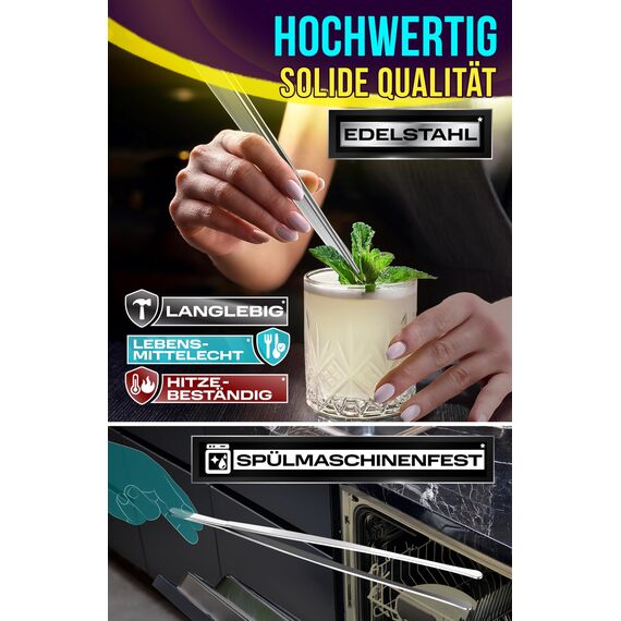 4happy Kochpinzette - 2 Stück Kochpinzette Edelstahl Set, runde Grillpinzette zum Kochen und Braten + spitze Küchenpinzette zum Dekorieren, Pinzette Küche 30 cm