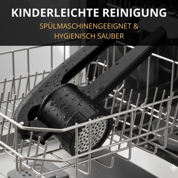 Thiru Spätzlepresse & Kartoffelpresse aus Kunststoff – 3 Edelstahl-Einsätze für Spätzle, Spaghetti-Eis, Kartoffelpüree 60 Tage risikofrei testen – sicherer Topf-Halt – spülmaschinengeeignet