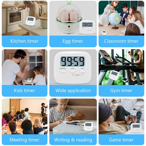 Kurzzeitwecker 2 Stück Küchentimer Kurzzeitmesser Digital Timer Magnetisch Eieruhr Küchenuhr Küchenwecker Countdown Stoppuhr Küche mit LCD Lauter Alarm zum Kochen Backen Sport Lernen, mit Batterie