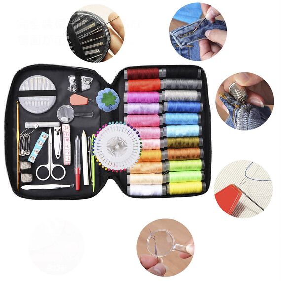 RFWIN Nähset 126 er, Tragbar Reise Nähset für Erwachsene, Fachmann Nähzubehör Inklusive Nadel, Faden, Aufreißer, Tasten, Fingerhut für Heimwerker Notfall Anfänger
