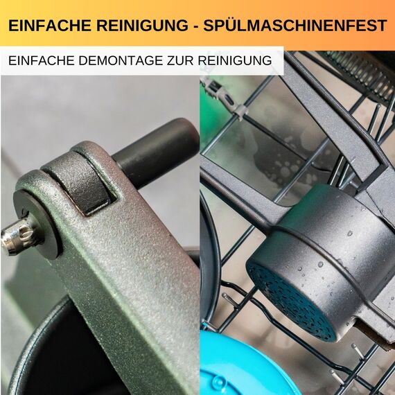 Thiru Spätzlepresse Lochdurchmesser ca. 3mm - Testsieger 2024-60 Tage risikofrei testen - Rundloch mit Schaumlöffel & Auflagerasten - Ideal für Spätzle, Kartoffelpüree, Säfte - Made in Germany