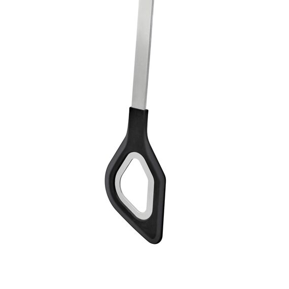 RÖSLE Kochlöffel mit Loch Silikon, Hochwertiger Rührlöffel mit Silikonüberzug und Rundgriff, Edelstahl 18/10, spülmaschinengeeignet, Grau