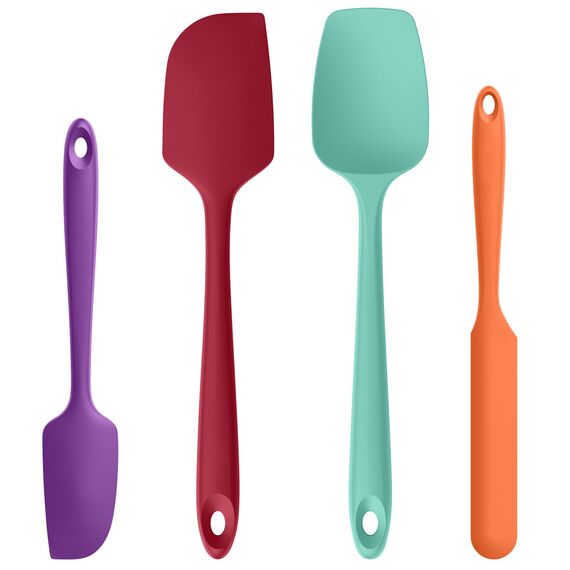 U-Taste Silikon Spatel & Teigschaber 4er Set, 315℃ Hitzebeständiger Antihaft-Gummispachtel Kuchenspatel, Nahtloses Einteiliges Design für Kochen Backen Mischen (Mehrfarbig)