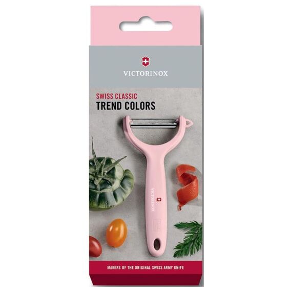 Victorinox, 7.6079.52, Kitchen Utensils, Tomaten- und Kiwischäler, Extra scharfe Klinge, mit Zackenschliff, zweischneidig, robuster Kunststoff-Griff, Rosa, Made in Switzerland, Spülmaschinengeeignet