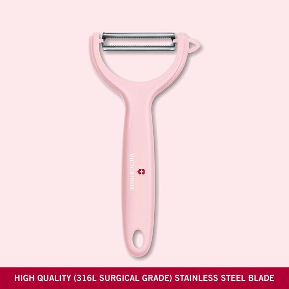 Victorinox, 7.6079.52, Kitchen Utensils, Tomaten- und Kiwischäler, Extra scharfe Klinge, mit Zackenschliff, zweischneidig, robuster Kunststoff-Griff, Rosa, Made in Switzerland, Spülmaschinengeeignet