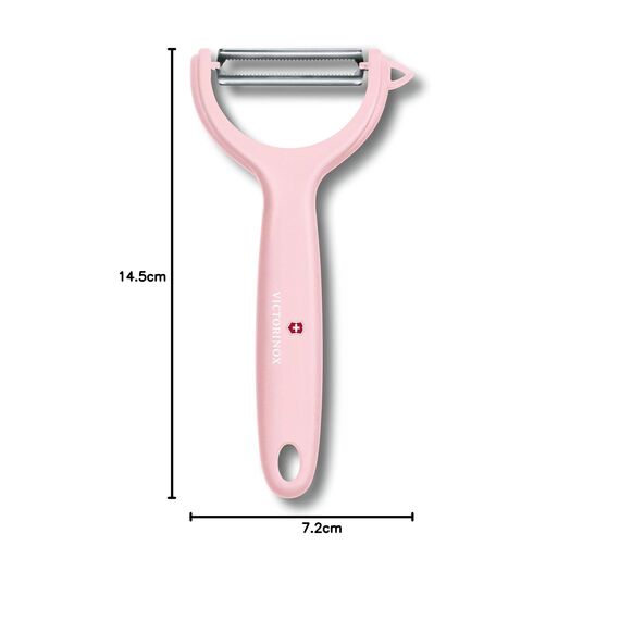 Victorinox, 7.6079.52, Kitchen Utensils, Tomaten- und Kiwischäler, Extra scharfe Klinge, mit Zackenschliff, zweischneidig, robuster Kunststoff-Griff, Rosa, Made in Switzerland, Spülmaschinengeeignet