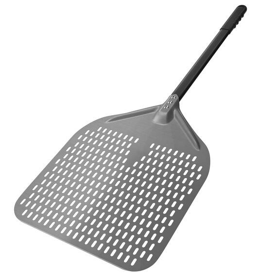 G.a HOMEFAVOR 14 Zoll Perforierter Pizzaschieber, Pizzaschaufel aus Hart Eloxiertes Aluminium Pizzaschaufel Pizzawendeheber mit verlängertem Silikongriff, 88 cm insgesamt