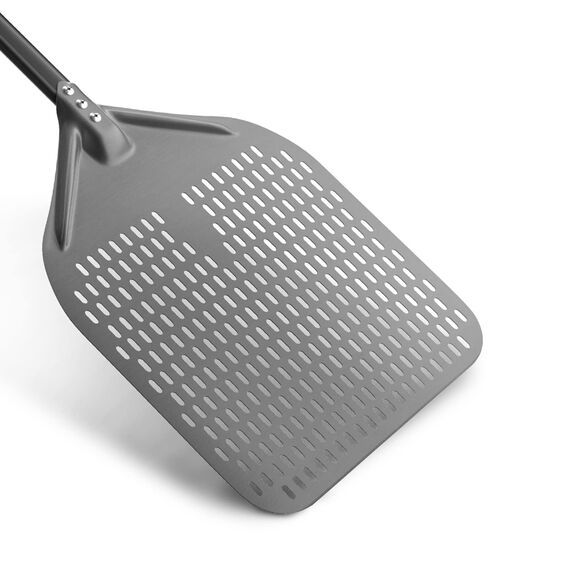 G.a HOMEFAVOR 14 Zoll Perforierter Pizzaschieber, Pizzaschaufel aus Hart Eloxiertes Aluminium Pizzaschaufel Pizzawendeheber mit verlängertem Silikongriff, 88 cm insgesamt