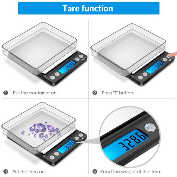 Brifit Feinwaage 0.01g, 500g / 0,01g Digitale Waage, Taschenwaage mit EIN 100g Edelstahl Kalibriergewicht, Küchenwaagen mit Tara-Funktion, PCS Funktion, 6 Einheiten Konvertierung (Schwarz)
